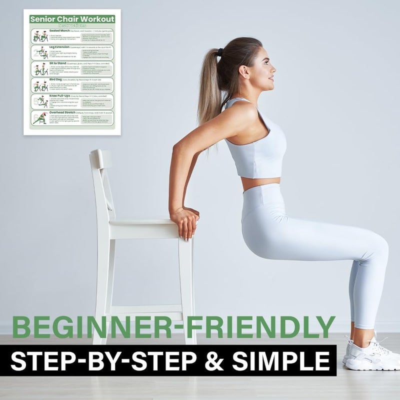 Auroscent Senior Exercise Chair Workout Poster, 30-Day Stretching and Gentle Seated Exercise Chart - Image 4